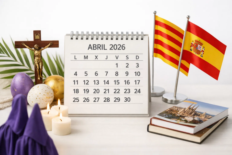 Descubre el calendario de festivos en Barcelona y Cataluña para abril 2026. Fechas clave de Semana Santa, Lunes de Pascua y Sant Jordi con consejos expertos para trabajadores y empresas.