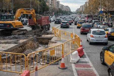 Obras viales en Barcelona generan congestión en Gran Via, Eixample y túnel de Rovira con cierres nocturnos y tráfico lento en horas punta en toda la ciudad según datos de movilidad urbana actuales.