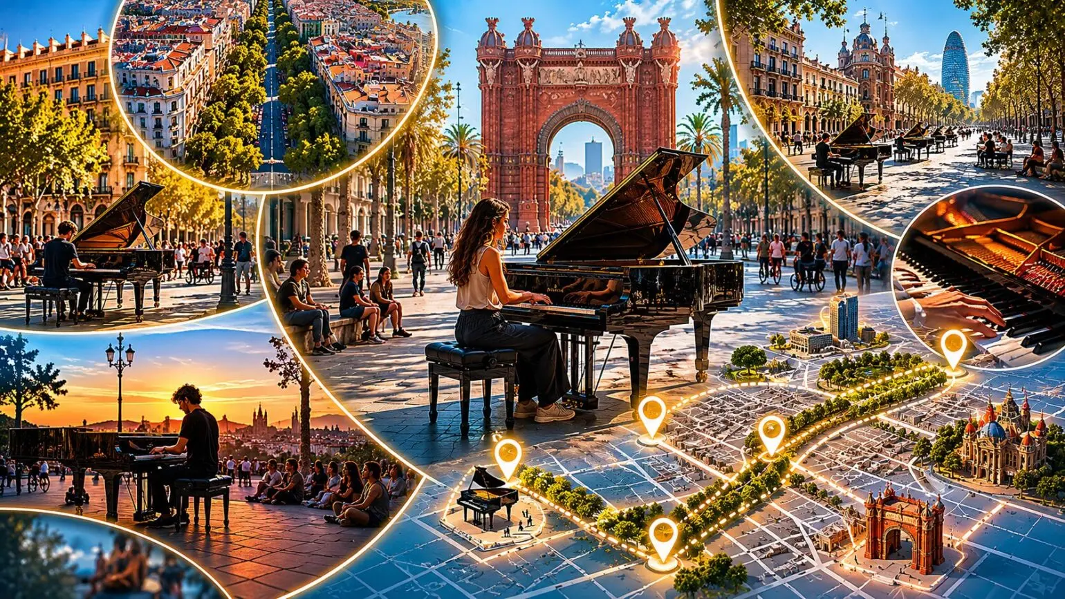 Barcelona se llena de pianos 2026: el 22 de mayo, 10 pianos de cola gratis en Consell de Cent, Passeig de Sant Joan y Arc de Triomf de 11:00 a 20:00; ubicaciones, ruta y horarios para disfrutar música en vivo en Barcelona