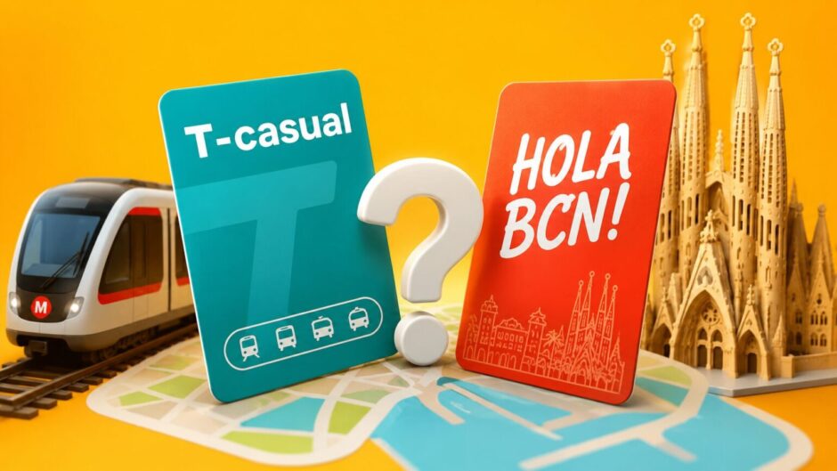 T-Casual o Hola BCN en Barcelona 2026: diferencias reales de precio, aeropuerto, metro, bus y ahorro para turistas y residentes. Qué tarjeta conviene según días y viajes.
