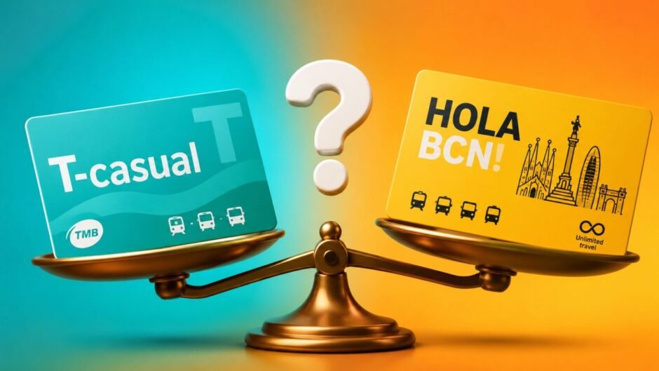 T-Casual o Hola BCN en Barcelona 2026: diferencias reales de precio, aeropuerto, metro, bus y ahorro para turistas y residentes. Qué tarjeta conviene según días y viajes.