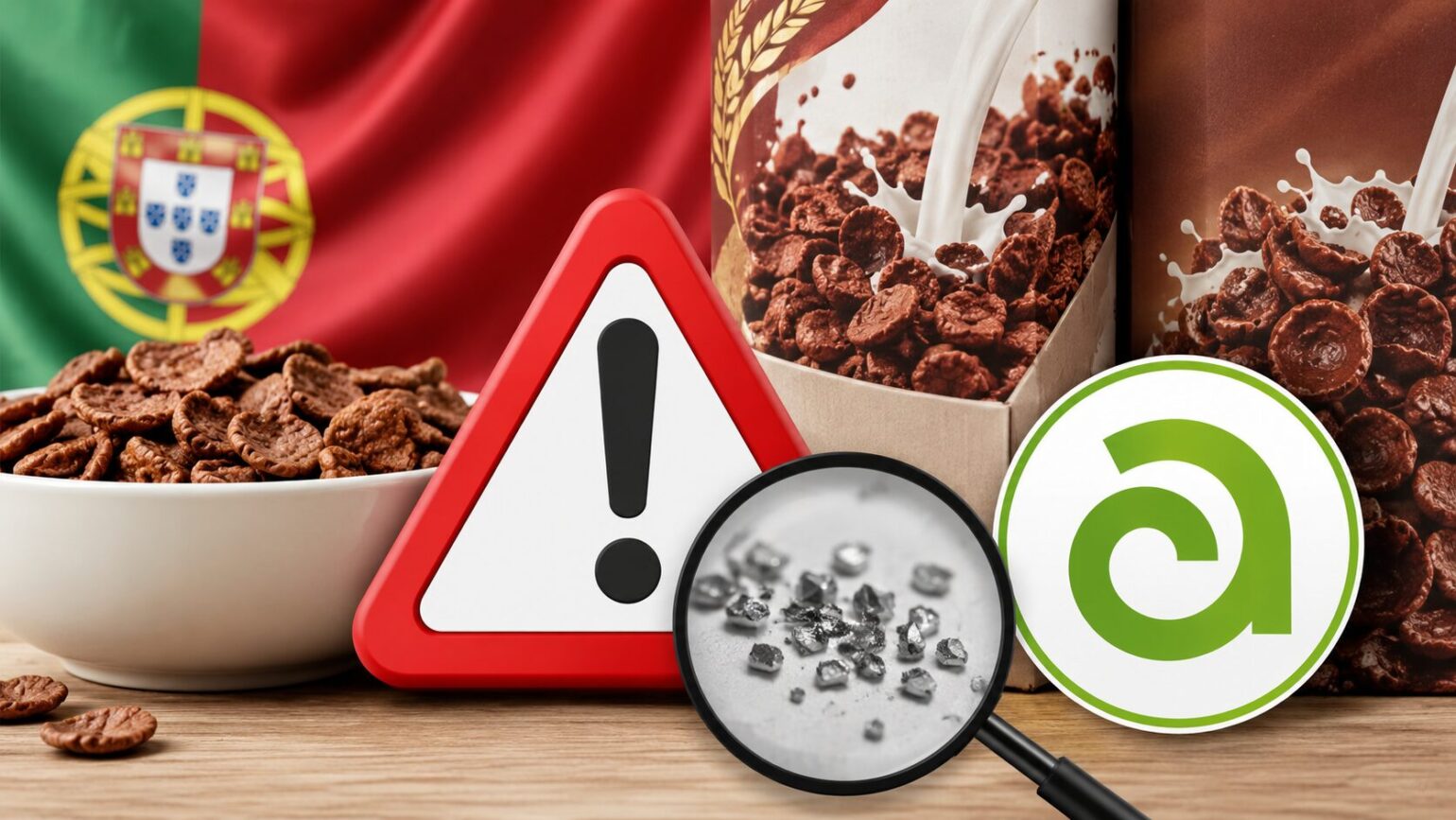 Alerta alimentaria en España por posible presencia de partículas de aluminio en cereales con chocolate Gran DIA y Golden Bridge procedentes de Portugal. Lotes retirados y aviso de AESAN.
